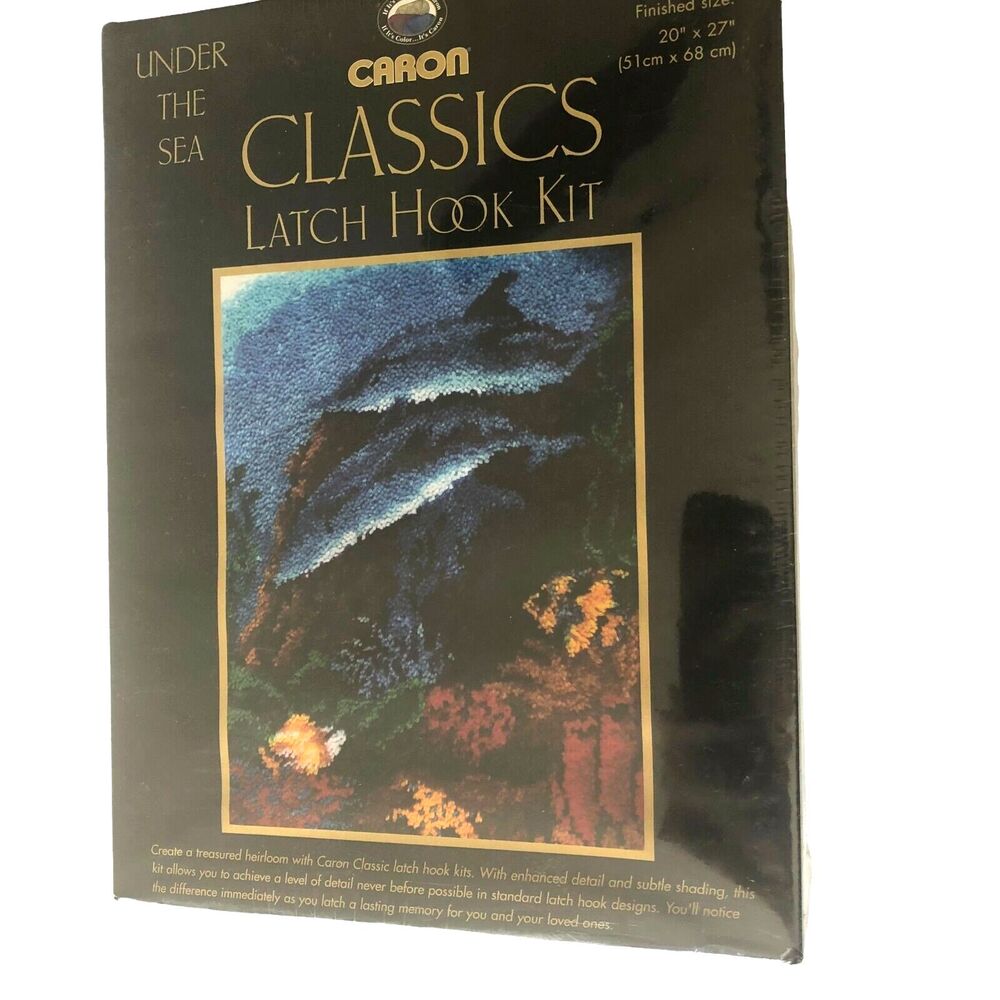 Caron Classics Under the Sea Latch Hook Kit Dolphins Ocean NEW Sealed 20X27"